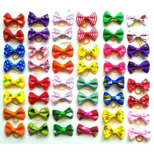 2-100pcs Hair Bows For Small Dog Cat Pet Puppy Bowknot DIY Grooming Accessories+ - Picture 1 of 12