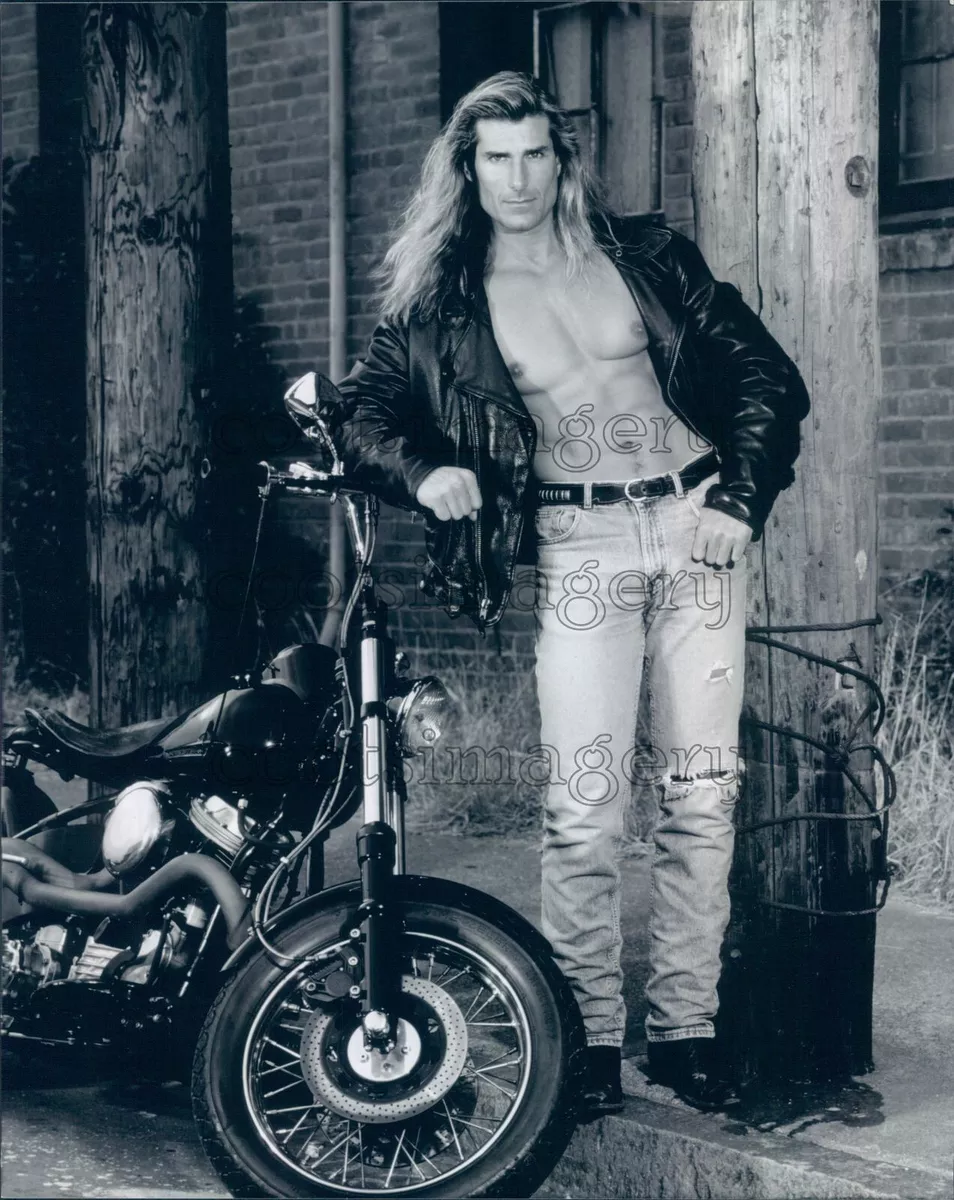 Male model shop leather jacket