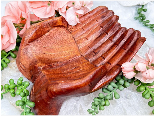 Indonesian Wood Hand Bowls Carved Offering Crystal Alter Holder Decor Spiritual - Picture 2 of 7