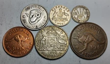 Australia WWII Type Set - Bronze 1/2 Penny to Silver Florin - George VI Coinage
