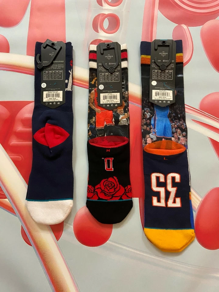 Paquete de 3 calcetines Stance NBA 8-12 Wizards Bulls OKC Derrick Rose Westbrook Durant Foto 2 de 4