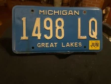 Michigan License Plate 1498 LQ "Great Lakes" 2006