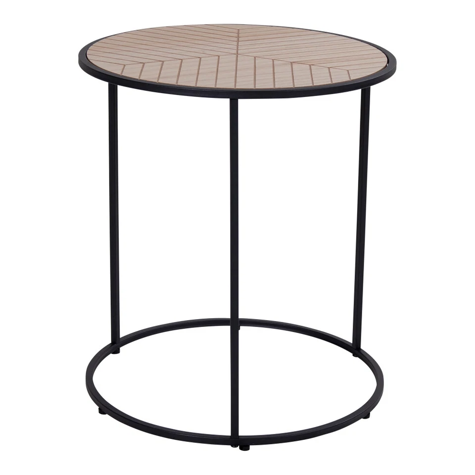 House Nordic Table D'Appoint Bergame Rond 40 CM Table Armature en Métal en Noir - Photo 1/1