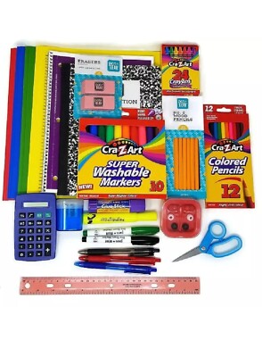 School Supplies Bundle Notebooks Markers Crayons Glue Crayons Pens pencils 