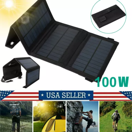 100W USB Solar Panel Folding Power Bank Outdoor Camping Hiking Phone Charger Kit - Picture 2 of 24