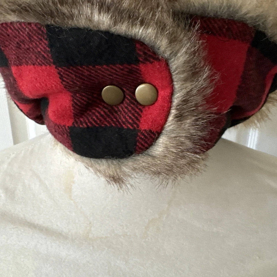 Sombrero Trampero Woolrich Imitación Piel Mezcla Lana Clásico A Cuadros Unisex Pequeño Mediano Forrado Foto 4 de 4