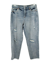 JESSICA SIMPSON Slim Straight Jeans Women Size 31 Blue Distressed High Rise