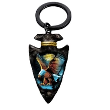 Black Arrowhead Metal Key Ring - New - Eagle