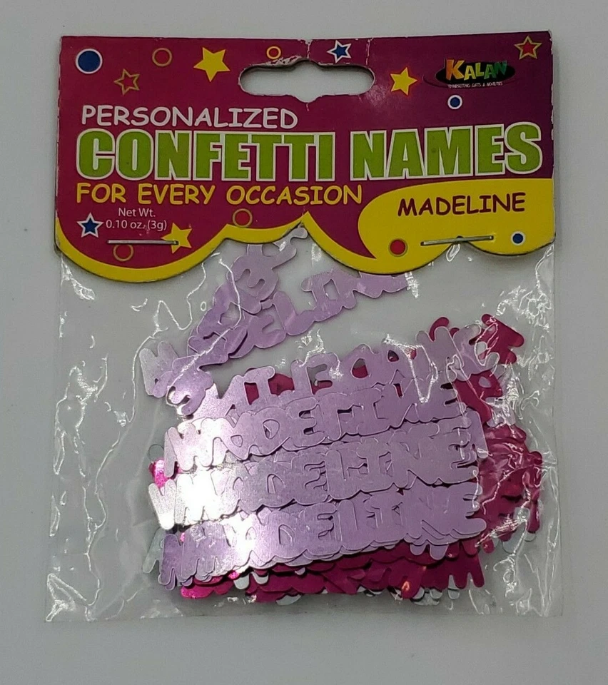 Confeti con nombre personalizado Madeline rosa plata 2 paquetes artesanías fiesta de cumpleaños Foto 4 de 4