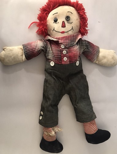 Bambola Raggedy Andy 21" fatta a mano sporca fienile trova bisogno di riparazione molto sporca dolce - Foto 2 di 8