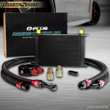 Fit For Universal 25 Row  Engine Aluminum  Oil Cooler + Filter Adapter Kit Black