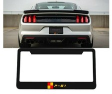 Ford Mustang Roush Black Metal License Plate Frame Cover Tag With P-51 Logo Ford Mustang Roush Black Metal License Plate Frame Cover Tag With P-51 Logo