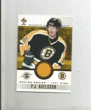 2002 Pacific Private Stock #7 P.J. Axelsson Authentic Jersey Bruins