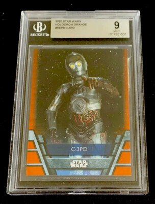 rare c3po trading card C-3PO STAR WARS RARE */99 POP 1 MINT HOLOCRON ORANGE C3PO BGS 9