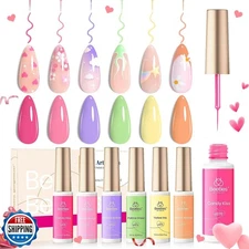 Beetles Pastel Gel Liner Nail Polish Set 6 Colors Spring Art French Line Swir