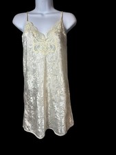 Vintage Deena Size 34 Nightgown Cream Satin Lace Detail Simple Classic USA Made