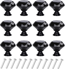 12 Pack Drawer Knobs Diamond Shaped Crystal Glass 30mm Cabinet Knobs Pull Handle