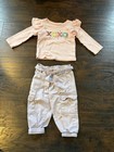 Pink Ruffle Sleeve Top & Light Purple Cargo Pants Set Baby Girl Size 12-18 Mths — photo 2