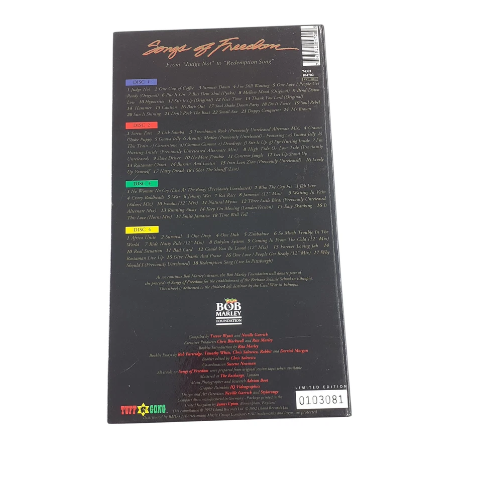 Bob Marley-Songs of Freedom -1992 Ltd Number- 4CD Long Box -Zustand sehr gut - Bild 2 von 4