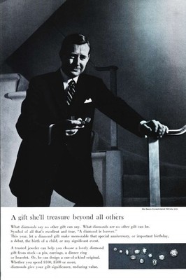1961 De Beers Consolidated Mines Vintage Print Ad Jewelry Diamond Ephemera