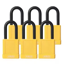 Abus 74/40 Kax6 Yellow Lockout Padlock, Keyed Alike, Plastic-Covered Aluminum,