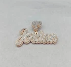 Real Moissanite 3.50 Ct Round Cut Custom Name Pendant 14K Yellow Gold Plated