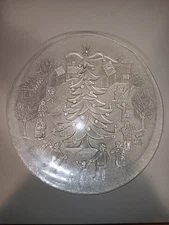 World Bazaar Glass Christmas Serving Platter Made in Italy 12"