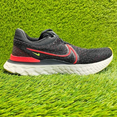 Nike React Infinity Run Flyknit 3 Mens Size 8 Black Red Running Shoes Sneakers