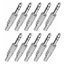 10Pcs 1/4" 6.35mm Male Mono Plug Stereo Audio Cable Jack Connector Adapter aa