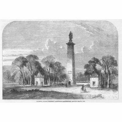 LINCOLN Dunston Pillar on Lincoln Heath - Antique Print 1859