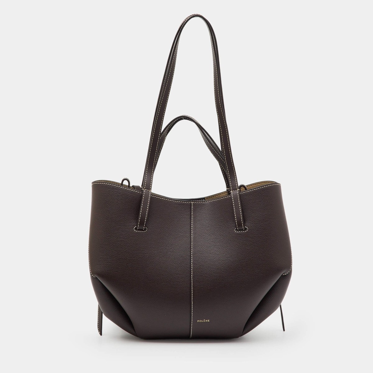 Polene Dark Brown Leather Cyme Mini Tote | eBay