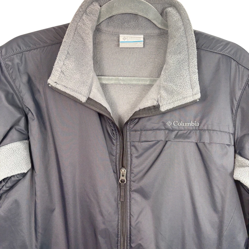 Chaqueta Columbia Boys XL (18/20) Gris Azul Marino Oscuro Forrada de Vellón Nylon Cremallera Completa Foto 4 de 4