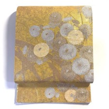 5k2914 Silk Obi Belt Gold Silver Floral Recycled Vintage Ready to Use