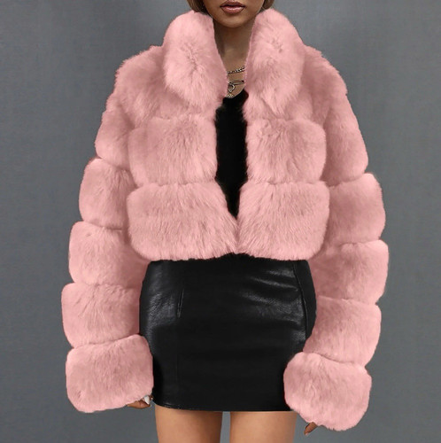 Cappotto donna soffice pelliccia sintetica ritagliato puffer jacket invernale caldo fuzzy teddy jacket - Foto 2 di 7