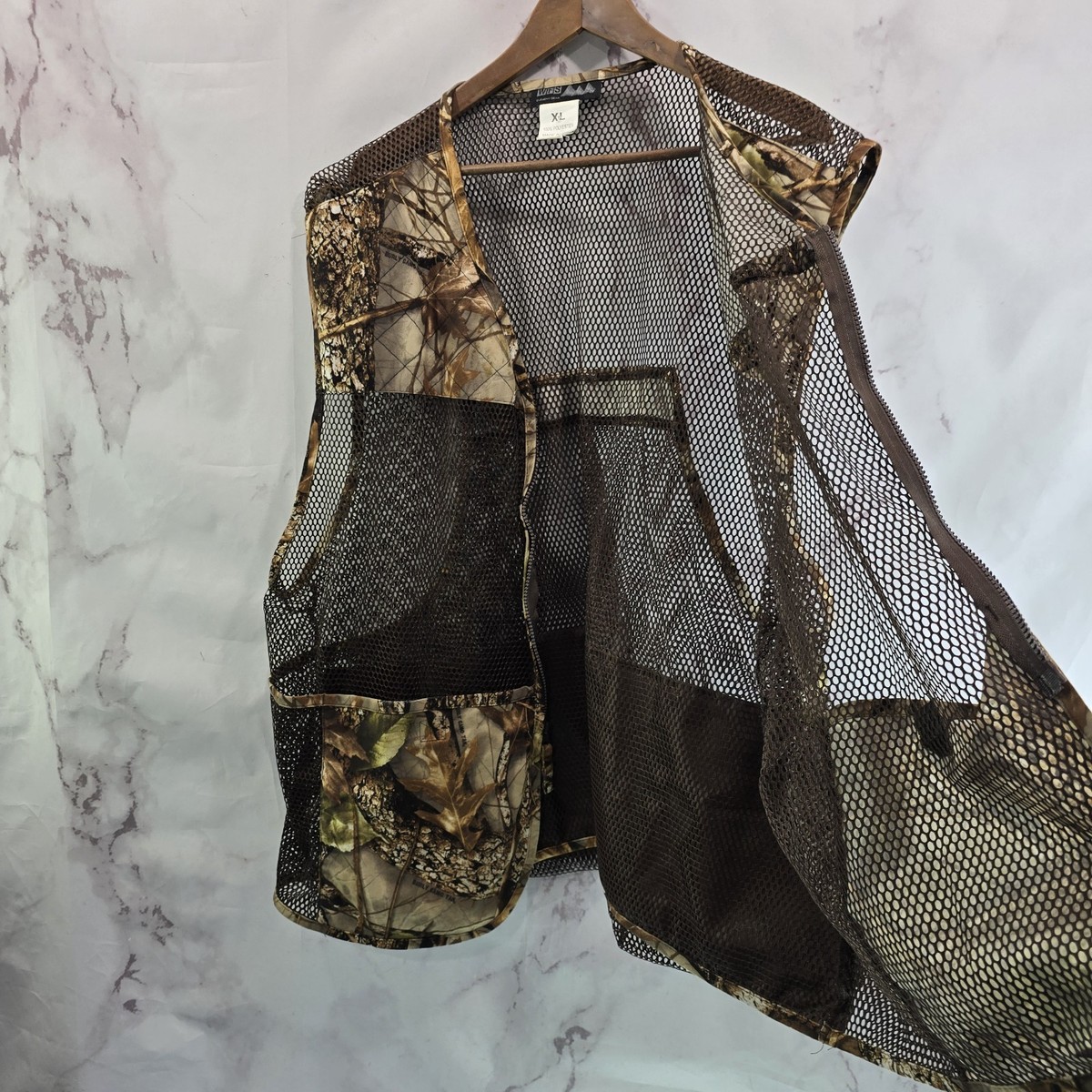 WFS Vest Mens XL Camo Burly Camo Tan Woodland Element Hunting Game 