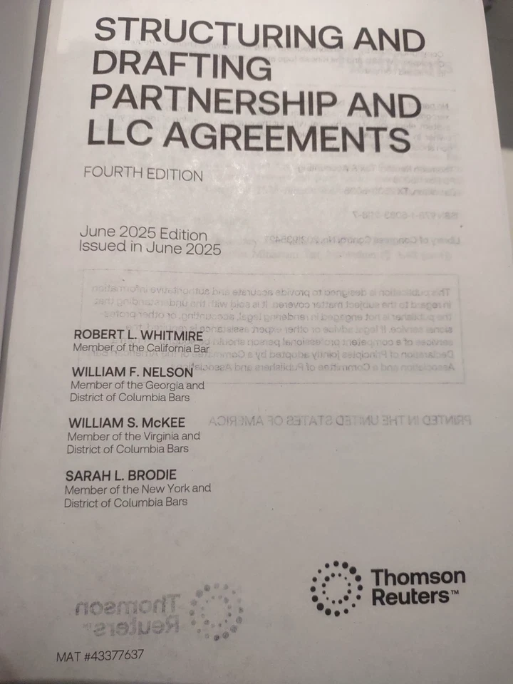 2025 Structuring & Drafting Partnership and LLC Agreements Thompson Reuters - Image 3 of 4