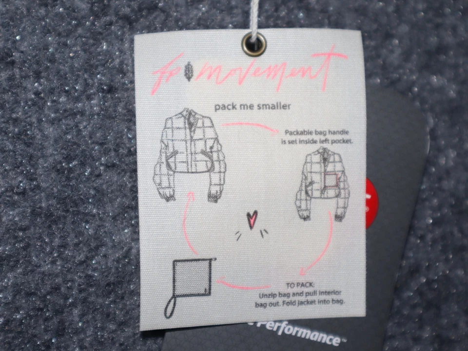 Jaqueta acolchoada Free People Pippa estampada embalável feminina grande aço pêssego nova com etiquetas - Imagem 4 de 4