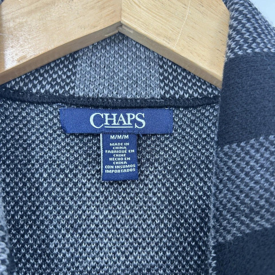 Chaleco Chaps Negro a Cuadros con Cremallera Talla M Diseño Desplazado Ajustable Foto 3 de 4