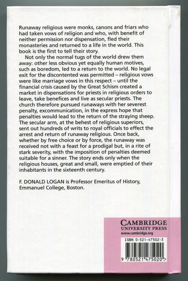 Runaway Religious in Medieval England by Logan 2008 (from library of Anne Rice) - Image 2 of 3