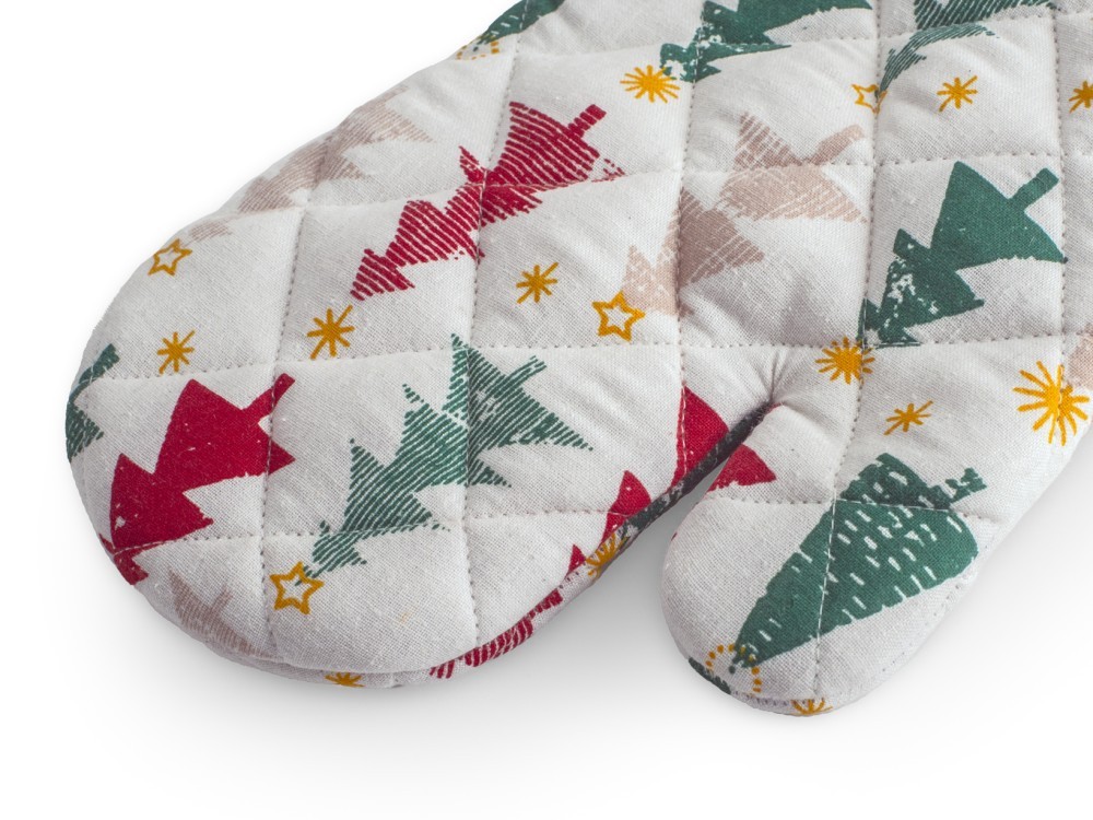 Kitchen Glove In Christmas Pattern Colorful Pines
