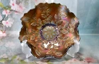 Vintage Fenton Cobalt Carnival Glass Holly Berry Ruffled Bowl 9.25”~GORGEOU