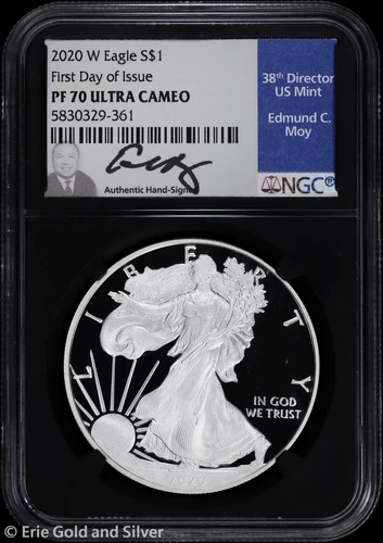 2020-W $1 Proof American Silver Eagle NGC PR 70 UC | FDOI Moy Signed