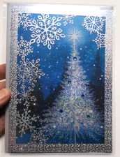 1 Papyrus Card High Quality Blue and Silver Christmas Tree Happy Holidays