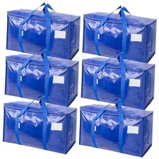  Extra Large Moving Bags with Zippers & Carrying Handles, Heavy-Duty 6 Pack