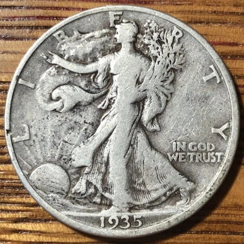 1935 D Walking Liberty Silver Half Dollar-Fine Quality Coin - FREE SHIPPING