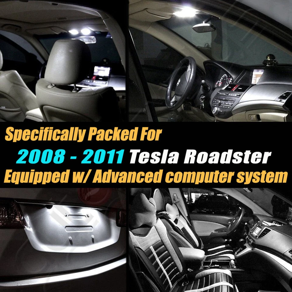 8Pc Canbus Error Free Interior LED White Light Kit for 2008-2011 Tesla Roadster - Image 2 of 4