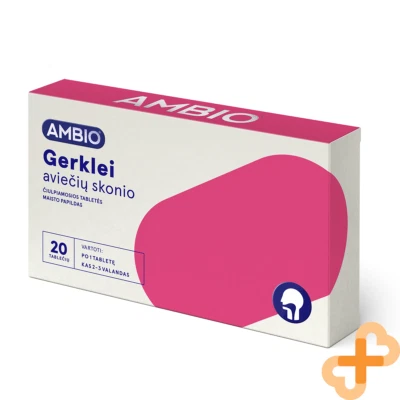 AMBIO Cough Throat Raspberry Flavor 20 Lozenges Tablets Soothing Immune Support