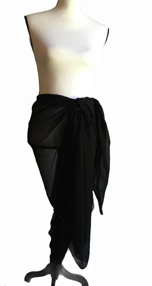 Laleela Plus Women's XL Black Sarong Wrap  Pool Cruise 100% Terivoile  - Изображение 3 из 4