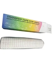 Clear Vinyl Transfer Paper Tape Roll-12 X 50 FT W/Alignment Grid Application Tap
