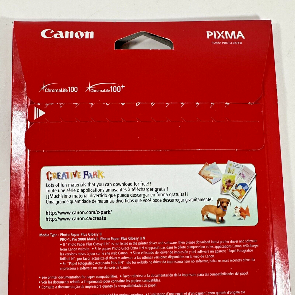 Canon Pixma Photo Paper Plus Glossy II 5" x 7" PP201 inkjet 20 Sheets